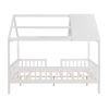 Full Size Wood House Bed with Fence; White