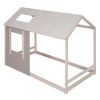 Twin Size House Platform with Roof and Window ; Antique Grey+Antique White