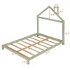 Full Size Wood Platform Bed with House-shaped Headboard (Green)