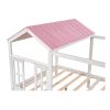 Full Size House Bed with Roof; Window and Drawer - Pink + White