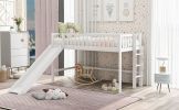Twin Size Low Loft Bed with Ladder and Slide; White(OLD SKU:WF196418AAK)