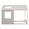 Twin Size House Platform with Roof and Window ; Antique Grey+Antique White