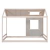 Twin Size House Platform with Roof and Window ; Antique Grey+Antique White