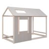 Twin Size House Platform with Roof and Window ; Antique Grey+Antique White
