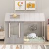 Twin Size House Platform with Roof and Window ; Antique Grey+Antique White