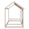 Twin Size House Platform with Roof and Window ; Antique Grey+Antique White
