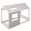 Twin Size House Platform with Roof and Window ; Antique Grey+Antique White