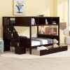 Twin over Full Bunk Bed with Shelfs;  Storage Staircase and 2 Drawers