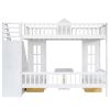 Twin-Over-Twin Bunk Bed with Changeable Table ;  Bunk Bed Turn into Upper Bed and Down Desk with 2 Drawers