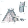 Kids Play Tent - 4 in 1 Teepee Tent with Stool and Climber; Foldable Playhouse Tent for Boys &amp; Girls