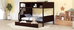 Twin over Full Bunk Bed with Shelfs;  Storage Staircase and 2 Drawers