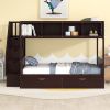 Twin over Full Bunk Bed with Shelfs;  Storage Staircase and 2 Drawers