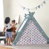 Kids Play Tent - 4 in 1 Teepee Tent with Stool and Climber; Foldable Playhouse Tent for Boys &amp; Girls
